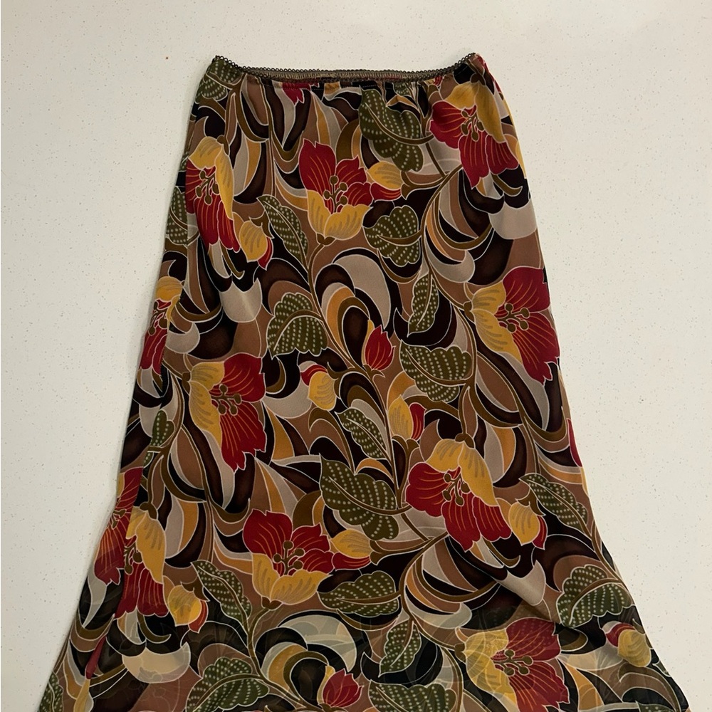 multicolored floral skirt
